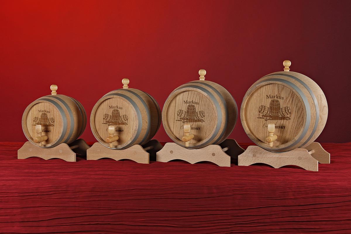 polar-effekt Tonneau en bois de 1 litre personnalisé avec gravure du nom - Idée cadeau d'anniversaire pour elle / lui - Fût en chêne pour whisky ou vin - Motif fût de whisky