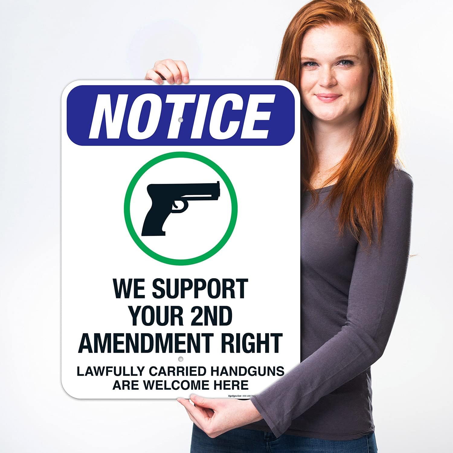 We Support Your 2nd Amendment Right Lawfully Carried Handguns are Welcome Here Sign, 18x24 Inches, Rust Free .063 Aluminum, Fade Resistant, Made in USA