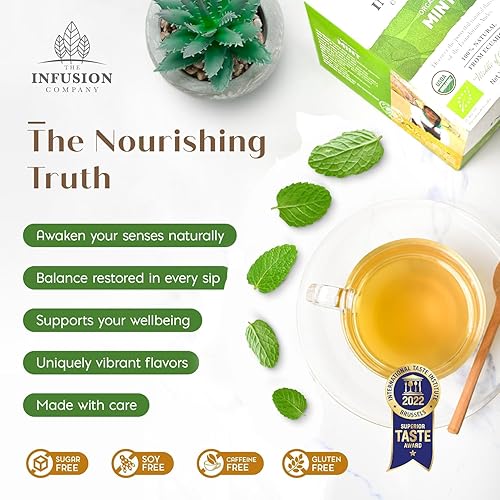 Miniatura 2 de Bolsas orgánicas de té de menta  25 bolsas de té de menta orgánica sin cafeína, bolsas de té de menta fresca sin azúcar, sin calorías y sin azúcar,