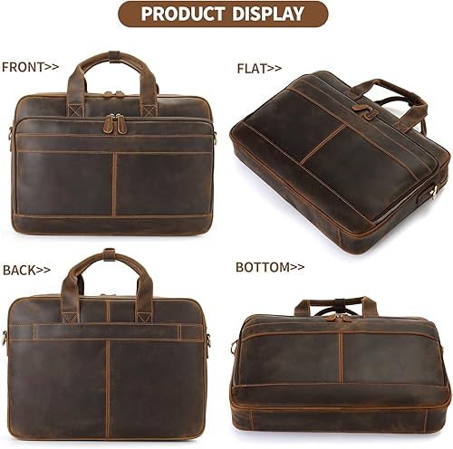 Miniatura 3 de Jack&Chris Maletín de cuero para hombres, bolsas de mensajero para laptop de viaje de negocios
