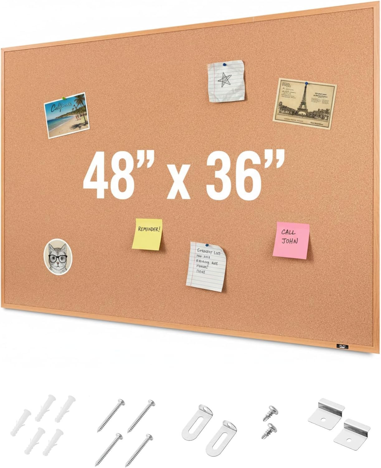 Mr. Pen- Cork Notice Board, 48 X 36 Inches, Cork Bulletin Board for Walls, Pin Boards, Framed Corkboard, Decorative Hanging Pin Boards, Perfect for Office & Home Decor