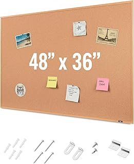 Mr. Pen- Cork Notice Board, 48 X 36 Inches, Cork Bulletin Board for Walls, Pin Boards, Framed Corkboard, Decorative Hanging Pin Boards, Perfect for Office & Home Decor