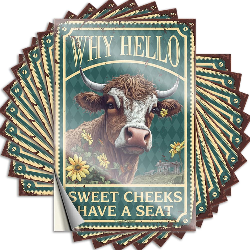 Cow Wall Decor Why Hello Sweet Cheeks Have A Seat Decal Decor for Bedroom | Scented Wall Removable Decal Pack(6X9CM)