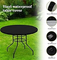 Vista 8 de LUSHVIDA - Mantel ajustable de vinilo para mesa redonda, impermeable y con borde elástico, mantel de plástico