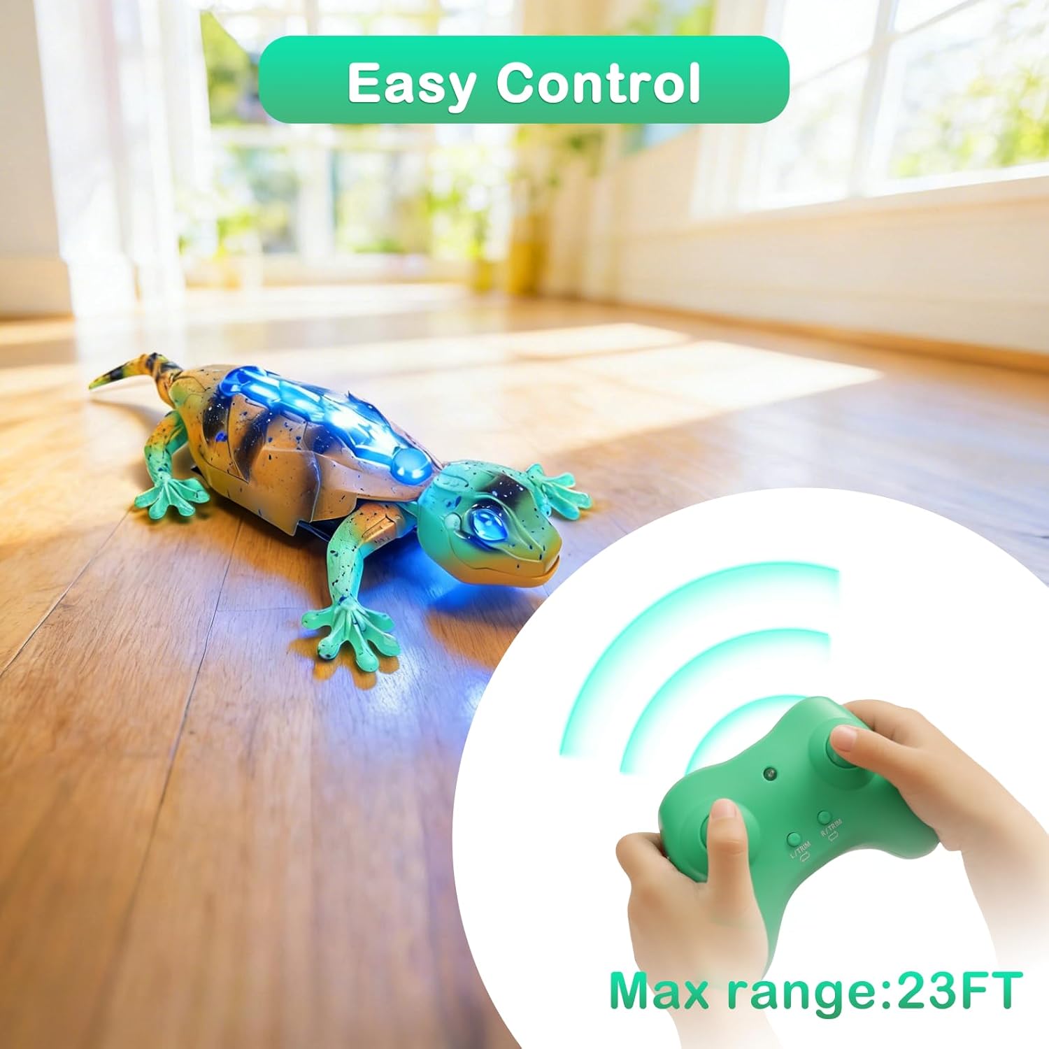 Wall Climbing RC Gecko Lizard, Dual Mode Floor & Wall Driving, Rechargeable Wall Crawler Gecko Robot, Cool Prank for Kids Boy Toys Ages 3+ (Yellow Green)