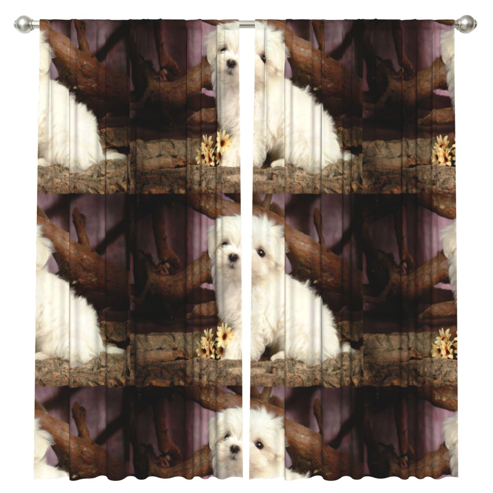 InOmak Cute Dog, 2 Panels Window Curtains 52 x 84 Inch Blackout Curtains for Living Room Bedroom