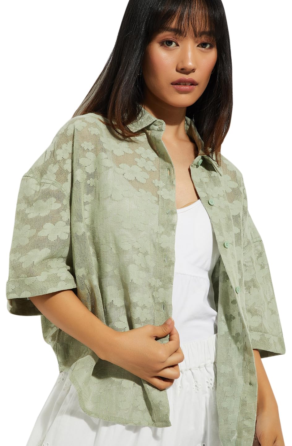 Alaya F x URB N Women Lace Boxy Fit Shirt