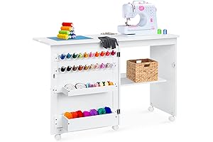 Best Choice Products Portable Sewing Table with Shelves and Storage