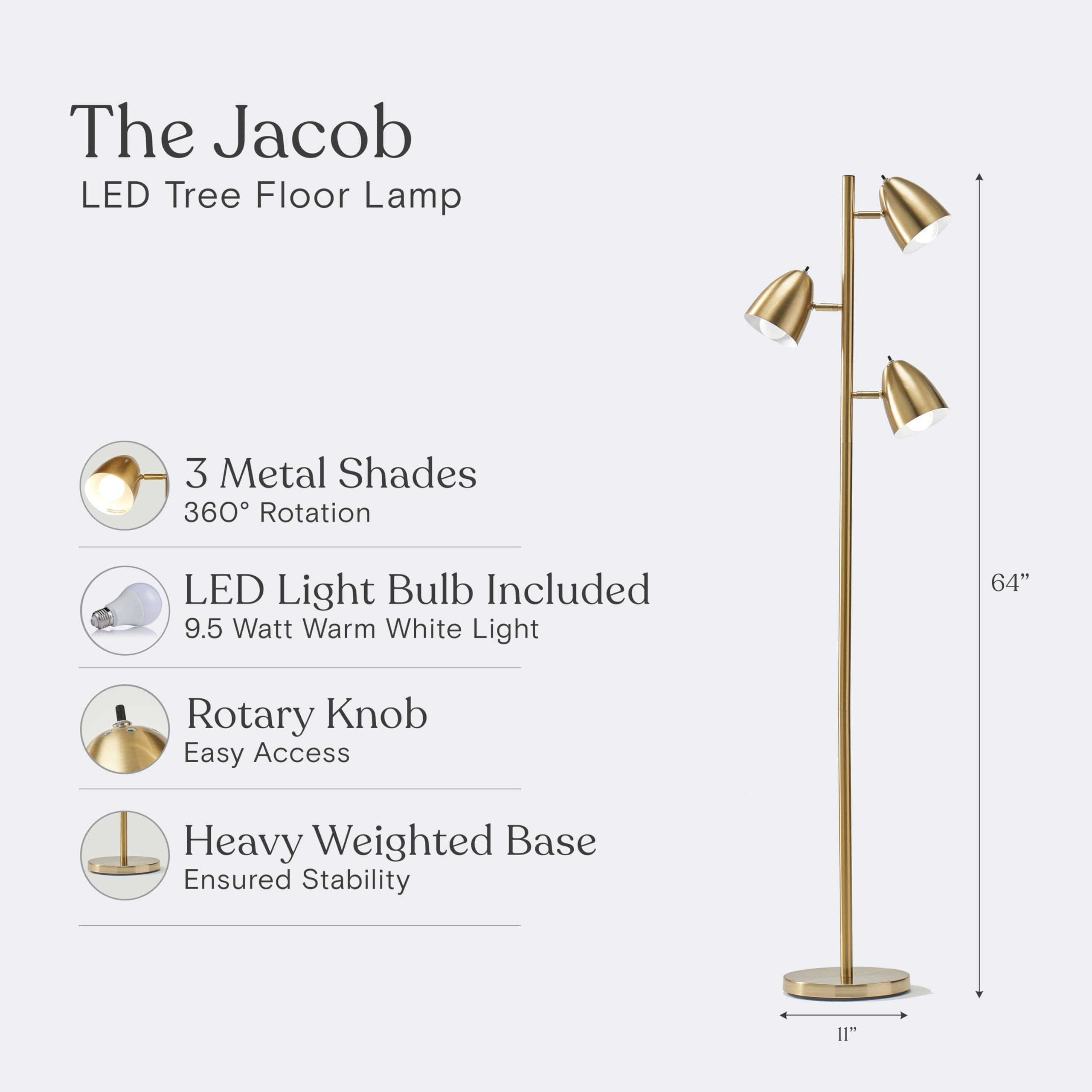 3-punktowa lampa stojąca LED Tree do salonu, 2400 lumenów, nowoczesna, wysoka lampa stojąca z głowicami regulowanymi w zakresie 360°, jasna lampa podłogowa do czytania w sypialni i biurze, energoosz