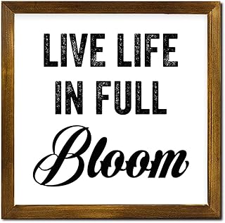 Religious Christian Gift Scripture Country Wood Frame Sign Live Life in Full Bloom Wood Wall Plaque Funny Quote Modern Farmhouse Decor for The Home Sign for Home Bedroom Kitchen 7x7in