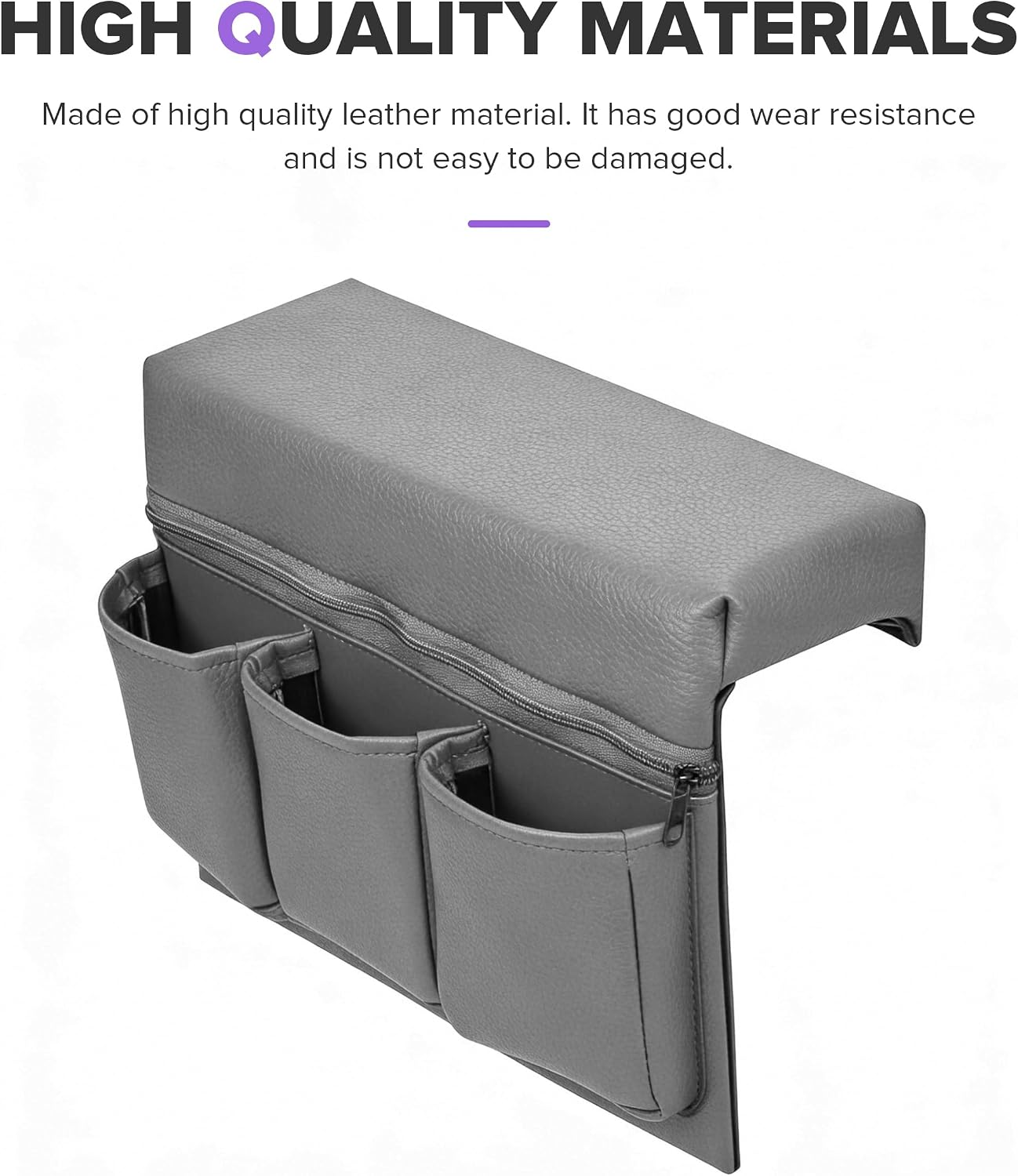Car Door Armrest Pad,Car Accessories Comfortable Leather Arm Elbow Rest Pad with Multiple Pockets,Automotive Organizer,Suitable for Most Cars,SUV,RV,Cargo Box,Sedan,Trucks,Minivan,Van (Gray) image 3