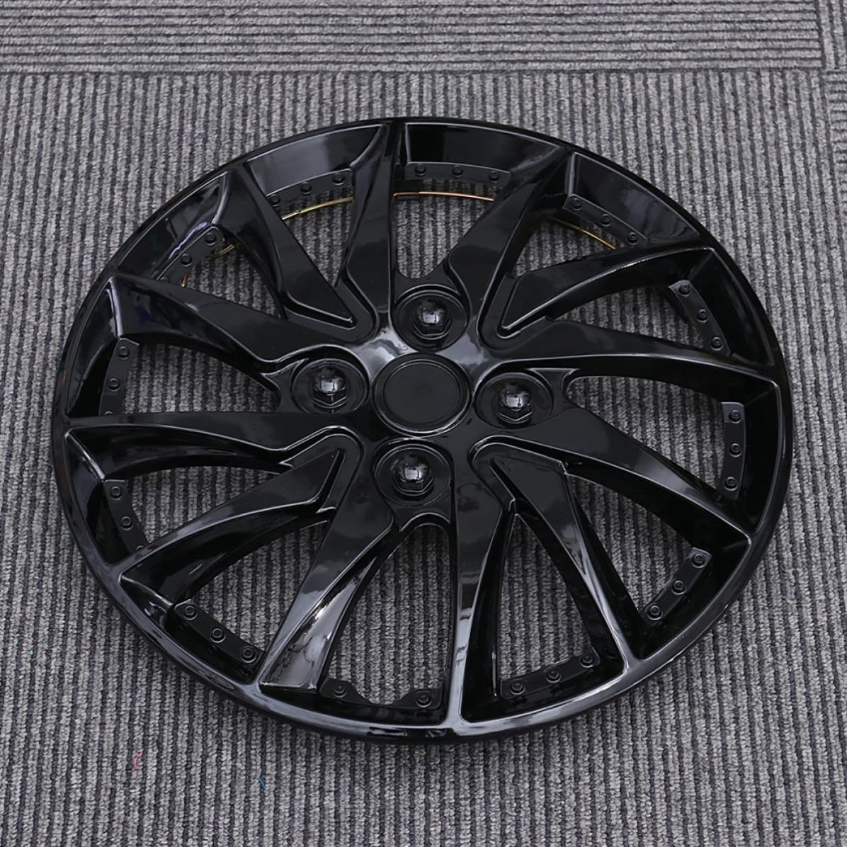 Generico Coprimozzi Decorativi per Ruote Auto da 14 Pollici 2 Pezzi Protezione Cerchi in Plastico Nero, Resistente All'usura, Stile Semplice e Elegante