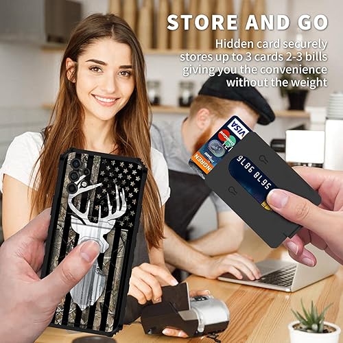 Miniatura 6 de Funda para Samsung Galaxy A32 5G con ranura desmontable para tarjetero, función atril, doble capa, resistente, a prueba de golpes, funda oculta para