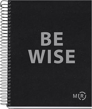 Miquelrius - Be Eco A5 Notebook 80 Sheets 90gsm 5 x 5mm Grid 1 Colour Strip Hard Cover Messages Anthracite