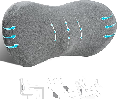 Vista 15 de CMFY - Almohada de apoyo lumbar ergonómica de espuma viscoelástica, alivia el dolor de espalda, transpirable y desmontable y lavable, perfecta