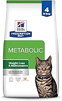 Vista 1 de Hill's Prescription Diet Alimento seco para gatos con sabor a pollo para control de peso metabólico, dieta veterinaria, bolsa de 4 libras