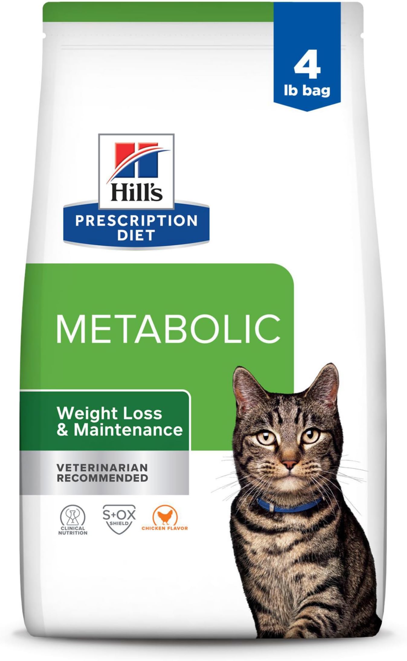 Hill's Prescription Diet Metabolic Weight Management Dry Cat Food, Chicken, 4 lb. Bag