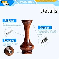 Vista 4 de Mini torno de madera con punta de carburo, herramientas de torneado, conjunto combinado de acabado de detallador más duro con mango de madera e