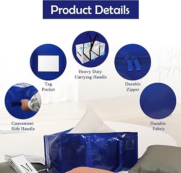 6 Pack Moving Bags 87L Heavy Duty Storage Bags with Handles & Zips