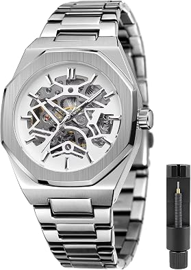 Tiong Mens Mechanical Watches,Luxury Skeleton Automatic Watch for Men
