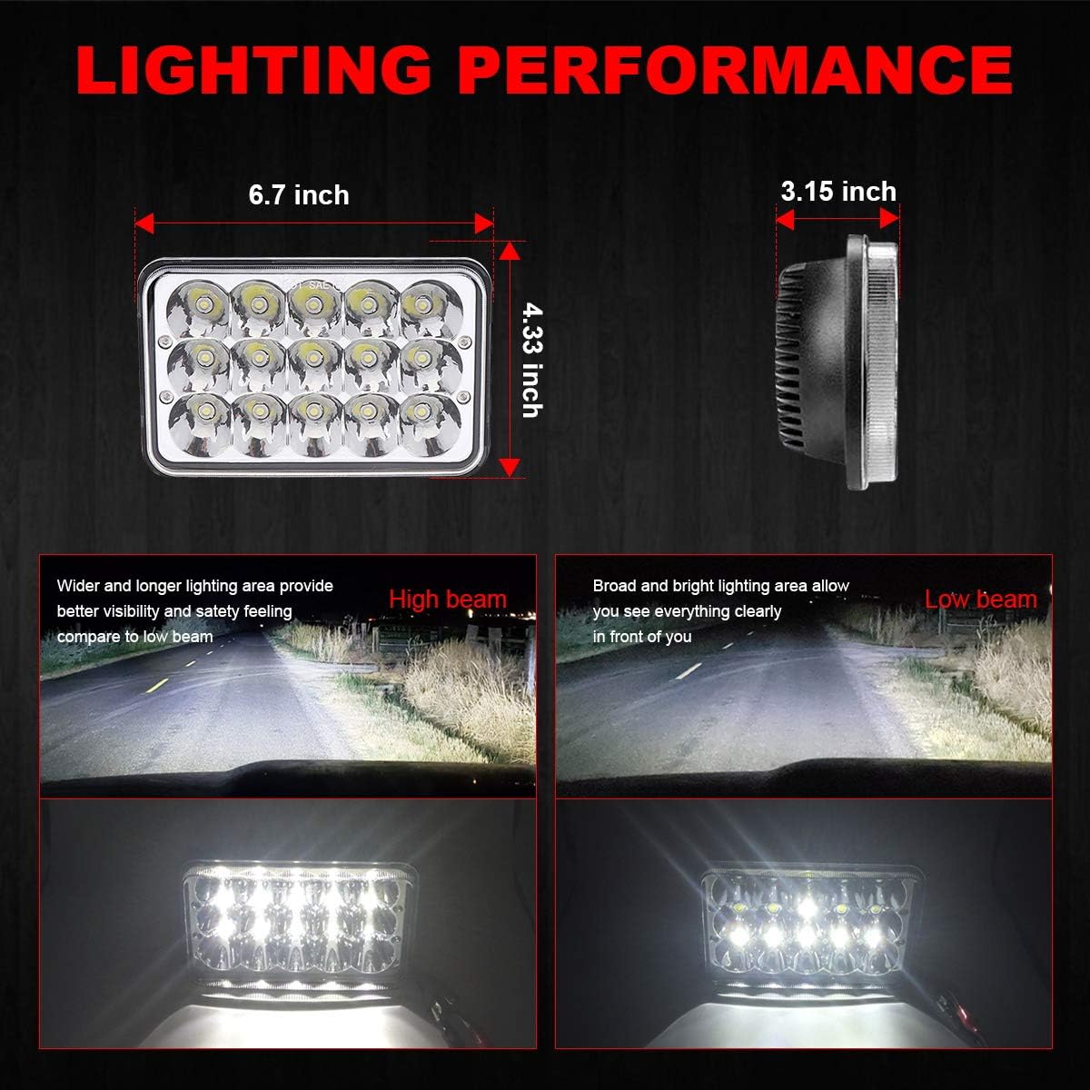 🛒 Flаѕh Sаlе 4Pcs 60W 4x6 inch LED Headlight Rectangular Replacement H4651 H4652 H4656 H4666 H6545 for Peterbil Kenworth Freightinger Ford Probe Chevrolet Oldsmobile Cutlass 4Pcs Exсluѕіvе Dіѕсоunt 90% Prісе 4Pcs 60W 4x6 inch LED Headlight Rectangular Replacement H4651 H4652 H4656 H4666 H6545 for Peterbil Kenworth Freightinger Ford Probe Chevrolet Oldsmobile Cutlass 4Pcs