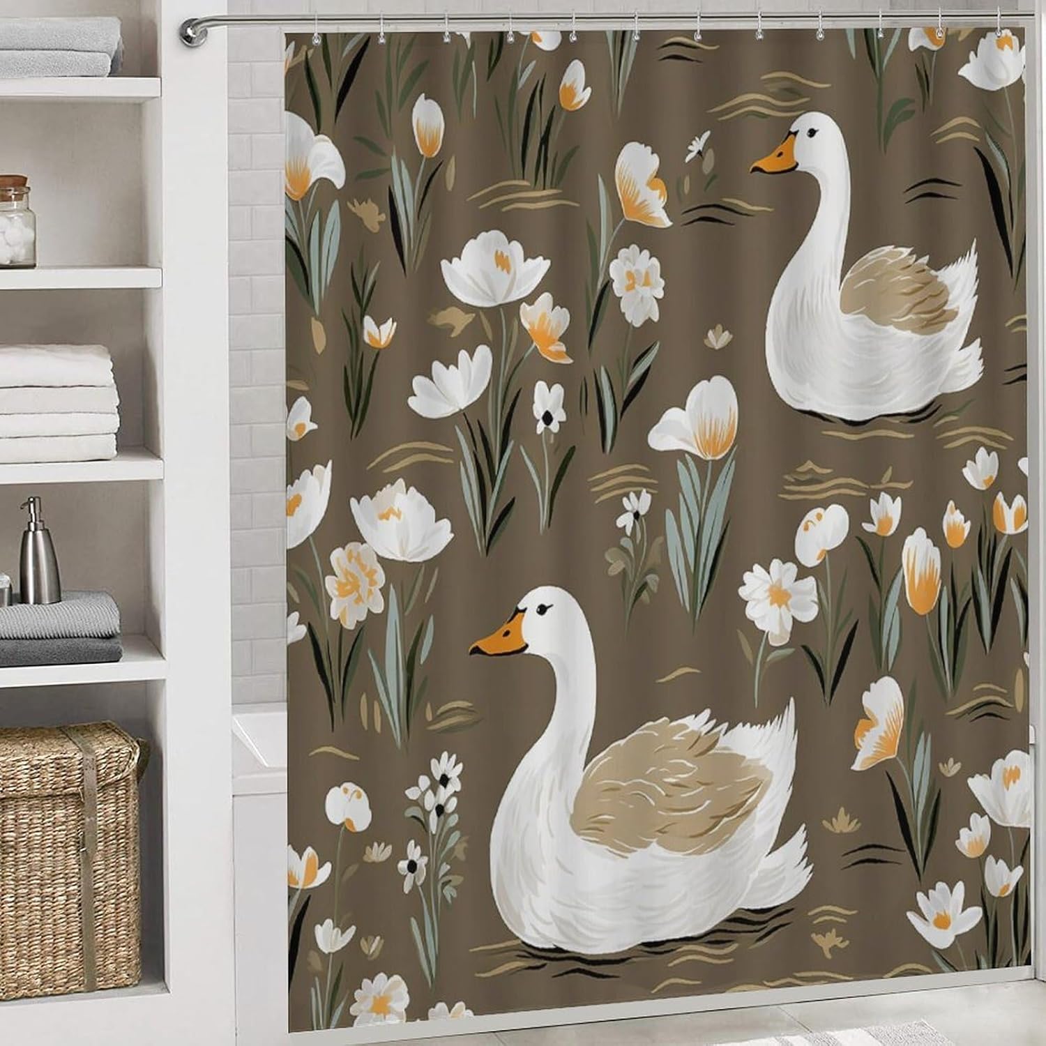 Four Piece Bathroom Set with Toilet Lid Cover and Non-Slip Rugs Minimalist Shower Curtain for Bathroom Set