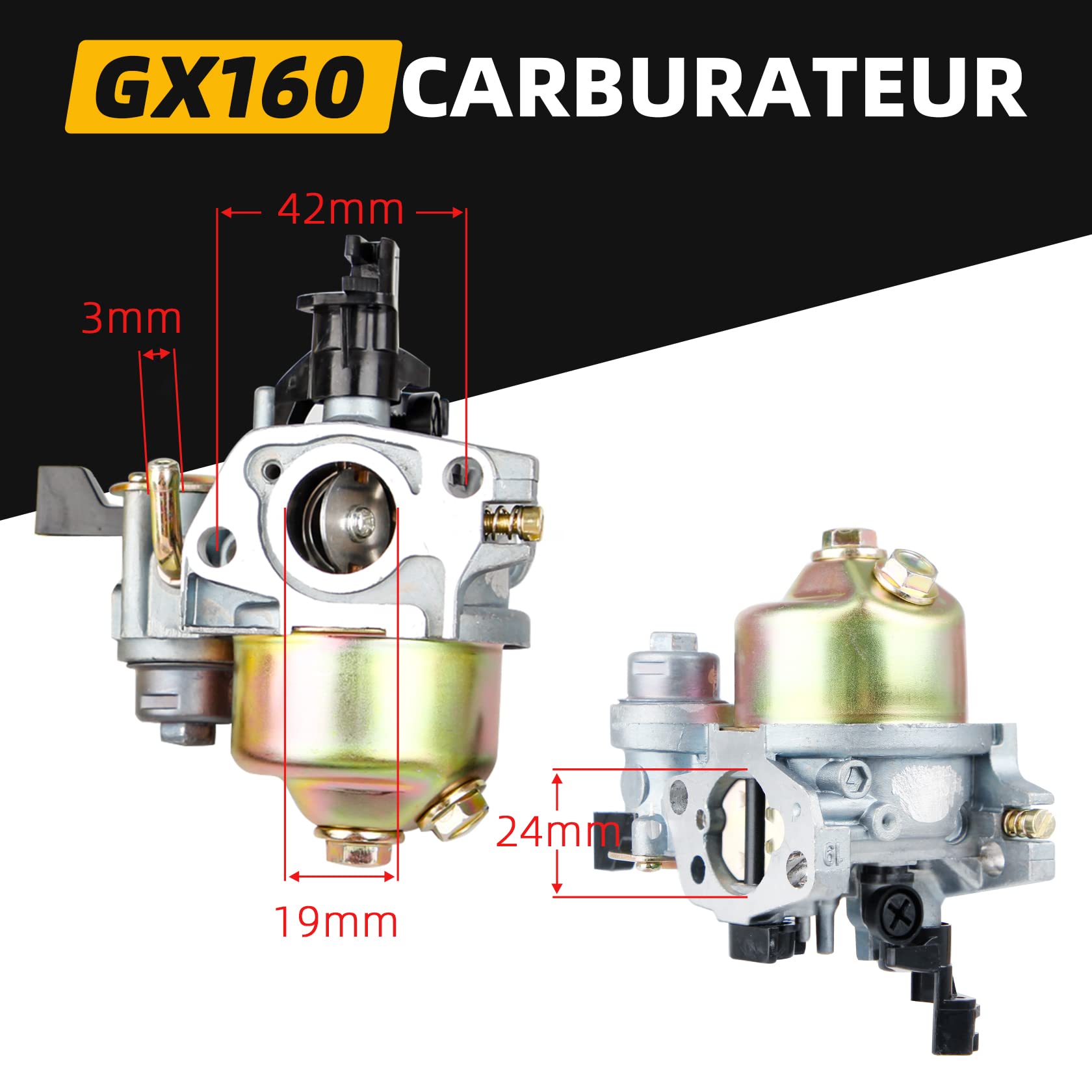 CarBole GX160 Carburatore con Filtro dell'aria, per Motore Honda GX140 GX168 GX200 GX160 5,5 hp GX200 6,5 hp, Sostituisce 16100-ZH8-W61