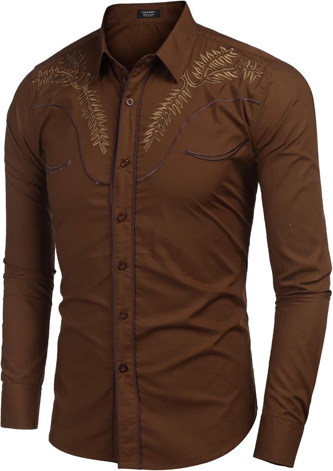 COOFANDY Men's Western Shirts Long Sleeve Embroideres Cowboy Shirts Casual Button Down Shirt - Image 4