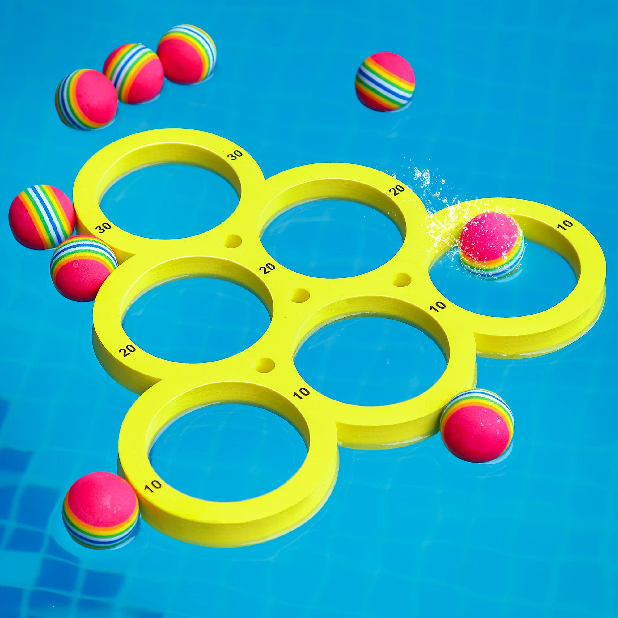 Photo 1 of Hiboom Water Sports EVA Floating Pool Games Throwing Toys Boys Girls Pool Game with 10 Rainbow Golf EVA Balls, Fun Gifts, Floating Water Sports Pool for Boys, Girls and Adults (Triangle)