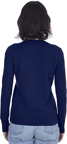 Miniatura 3 de Cashmeren Suéter básico con cuello en V para mujer, 100% cachemira pura, manga larga, suéter clásico