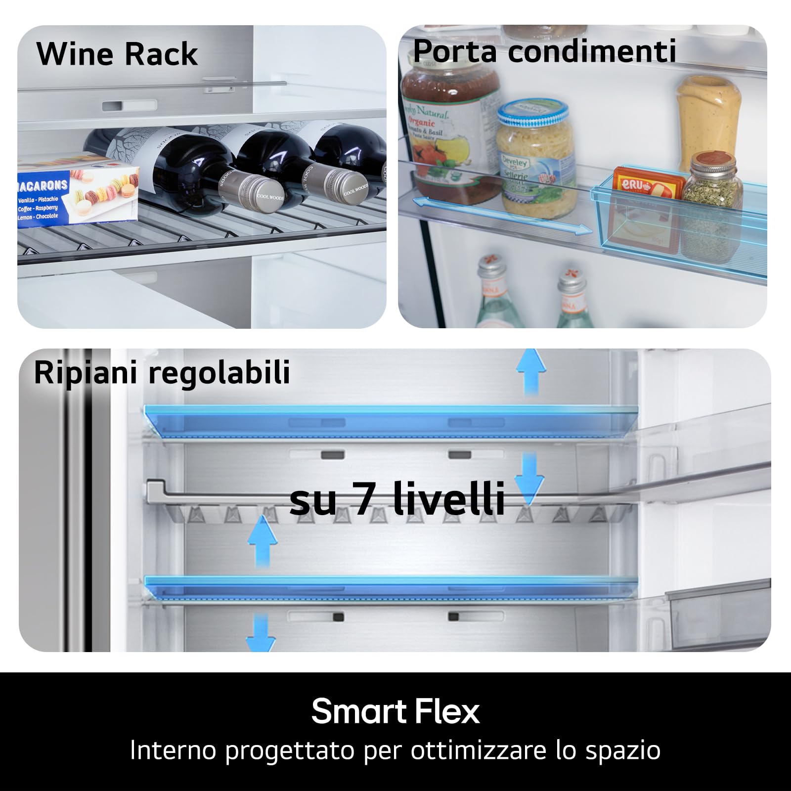 LG GBBW322DPY Frigorifero Combinato Fit & Max Larghezza 70cm, Classe C, Raffreddamento Intelligente con AI Fresh,Fresh Converter, Total No Frost e Metal Fresh, Door Cooling, 465L, Wi-Fi, Prime Silver