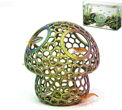 Mushroom Fish Tank Decor - 3D Printed Aquarium Fish House, Realistic Porous Hollow Aquarium Ornament, Safe Resin FishHideout, Decorative Mushroom Cave for Goldfishh,Betta Tanks, Home, Caf  Hotel Setup |