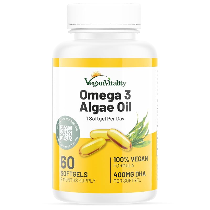 Vegan Vitality Ômega-3 de algas com DHA, sem EPA, 60 cápsulas gelatinosas