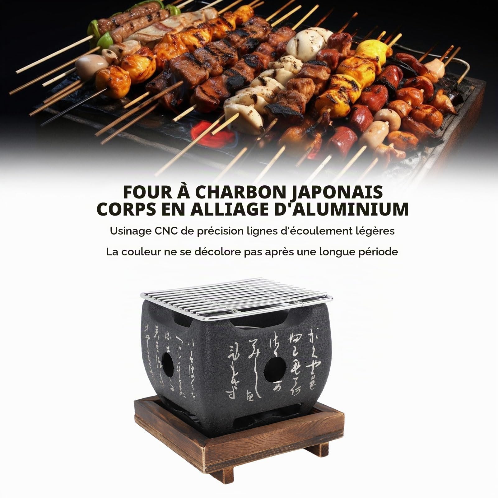 Grill de Japonais avec Design carré Portable, Barbecue, Poêle à Charbon de Bois pour Outil de Barbecue Domestique – 2 Tailles Disponibles (16,5x14,5 cm / 6,5x5,7 pouces)
