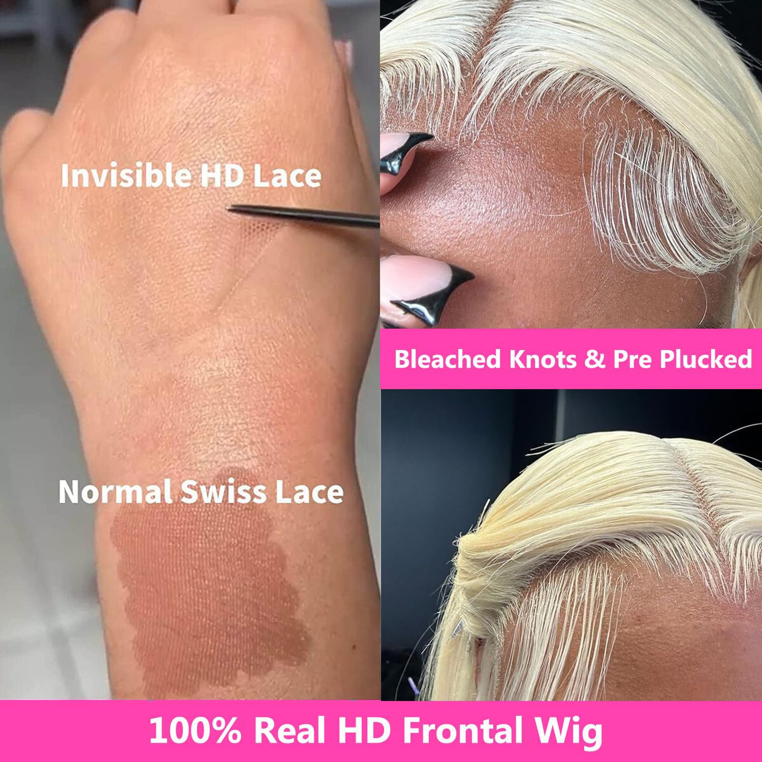 613 Lace Front Wig Human Hair 13x4 HD Transparent Blonde Lace Front Wigs Human Hair Pre Plucked With Baby Hair 613 HD Lace Frontal Wig 180% Density 30 Inch