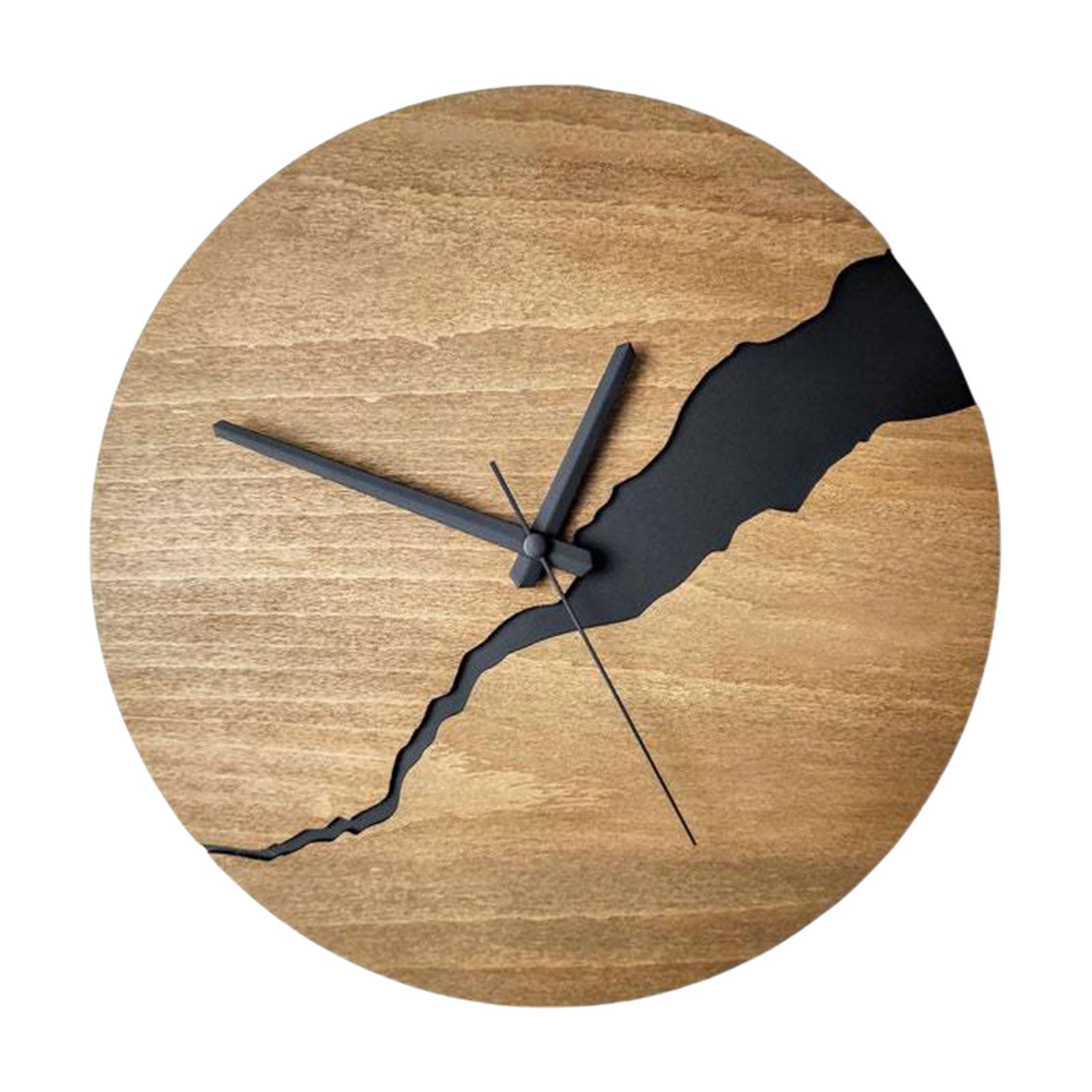 Nucelit Sophisticated Wood Wall Clock with Creative Cracked Desgins for Home Decors Farmhouses Battery Operated Hanging Clock Wood Wall