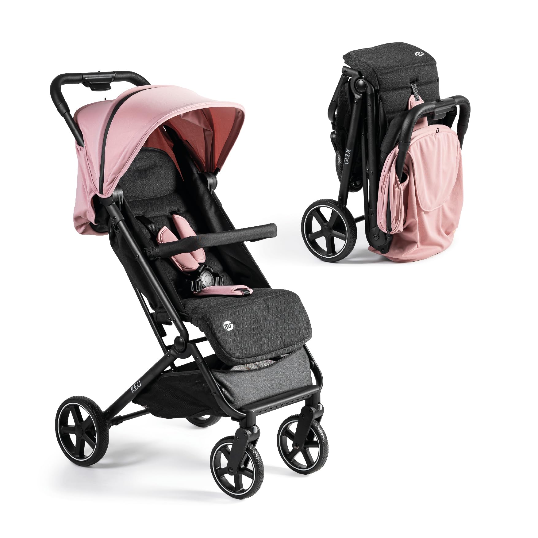MS BabyWorld – Keo – Silla de paseo ligera hasta 22 kg | Capota extensible | Plegado tipo libro | Ultraligera y compacta | Ruedas grandes (Rosa)