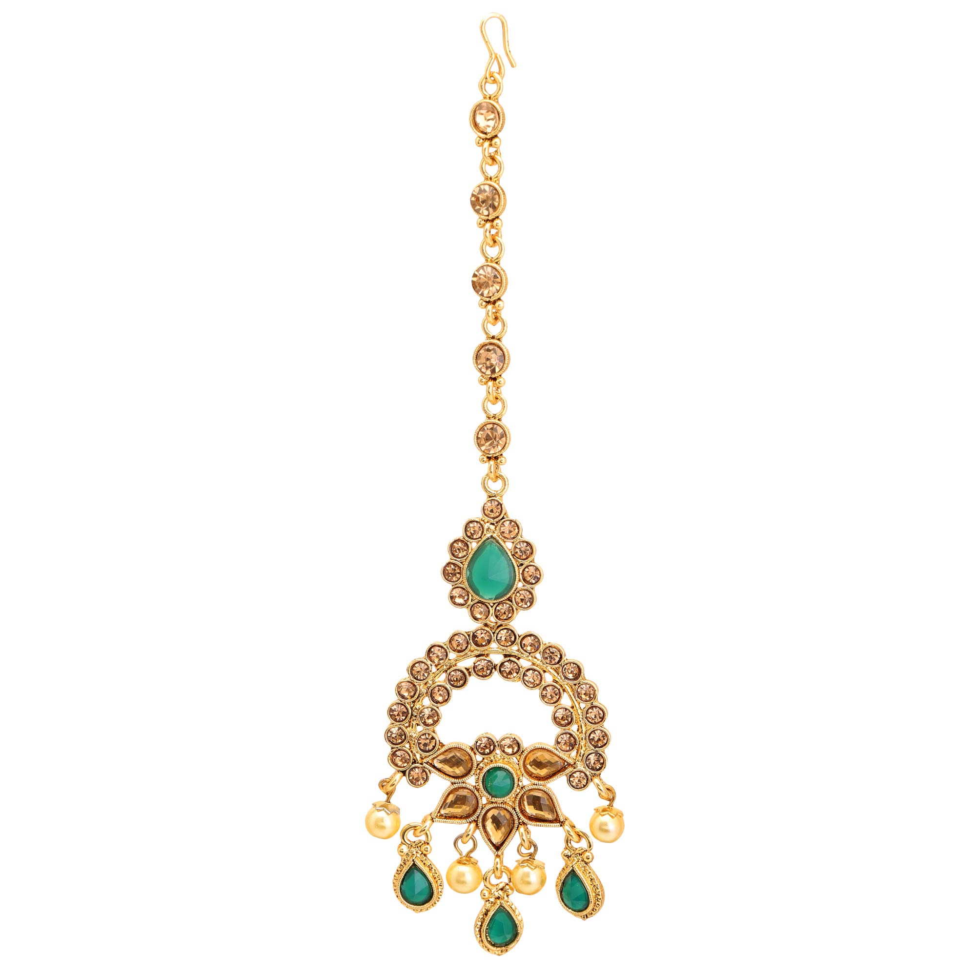 Shreyadzines Ethnic Wedding Bridal Traditional Chaand Bali Style with Pearls and Stone Work Maang Tikka for Women & Girls (Green1) (B08WJ31294) Amazon Price History, Amazon Price Tracker
