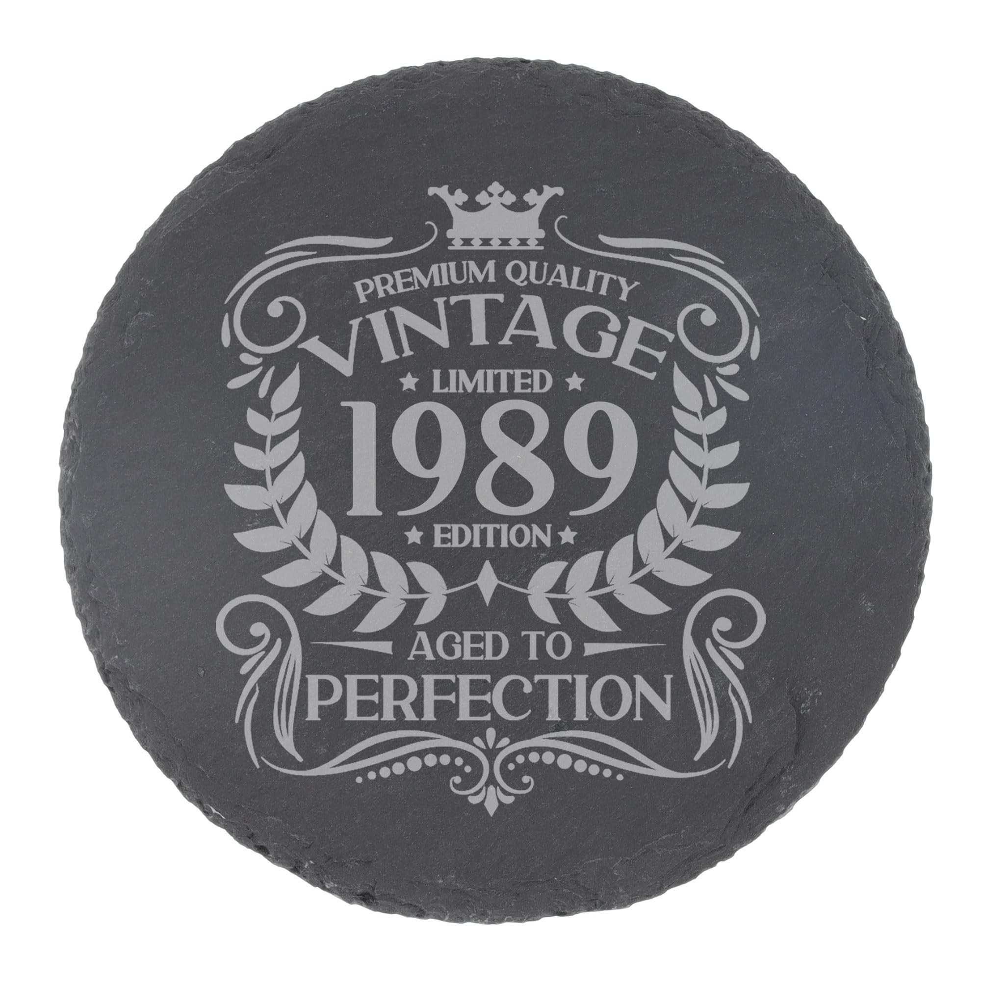 80th Birthday Gift for Men Vintage 1946 Aged to Perfection Engraved Slate Coaster Present for 80 Year Old Etched Natural Slate Placemat (Round Slate) — view 180