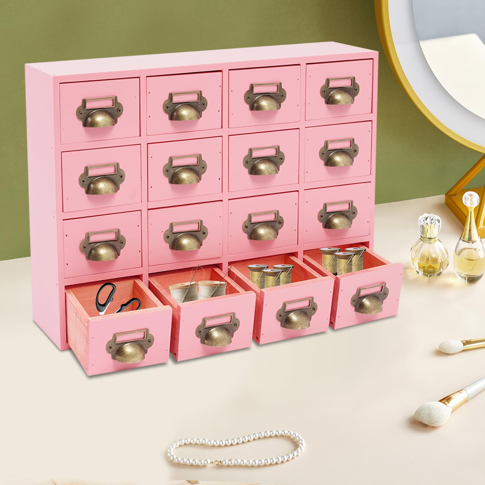 Organizer da scrivania in legno, per cassetti, scrivania, cassetto, armadio, 16 cassetti, gioielli fai da te, accessori per progetti fai da te, organizzazione e stoccaggio