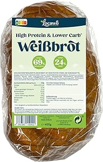 Locawo High Protein & Low Carb Weißbrot | Eiweißbrot | Voller Weizengeschmack | Vegan | ideal für eine eiweißreiche, kalorien- und zuckerreduzierte Ernährung