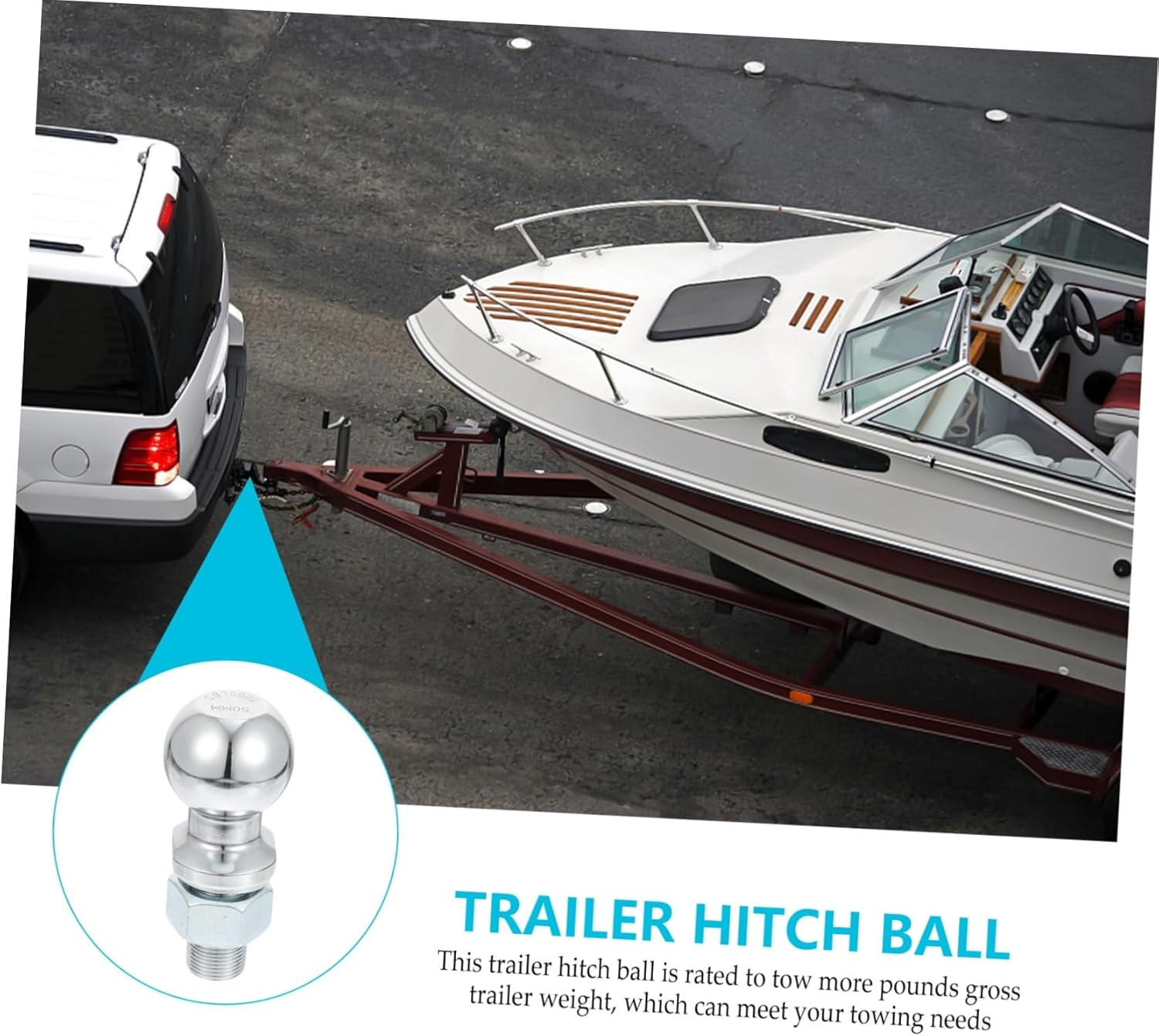 Trailer Hitch Ball Tow Ball Coupling Connector for Trailers Heavy Duty Towing Parts Chrome Plated Durable Design Capacity for Yacht Trailers and More