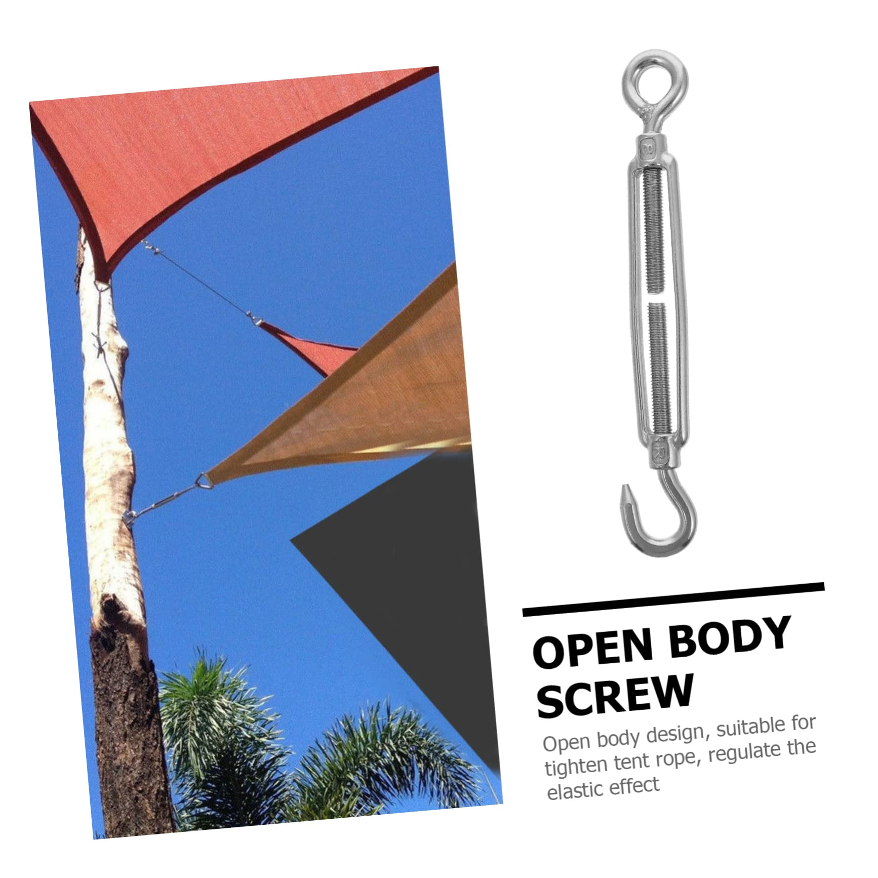 KICHOUSE Open Stainless Steel Turnbuckle M8 Smooth for Easy for Tension Control