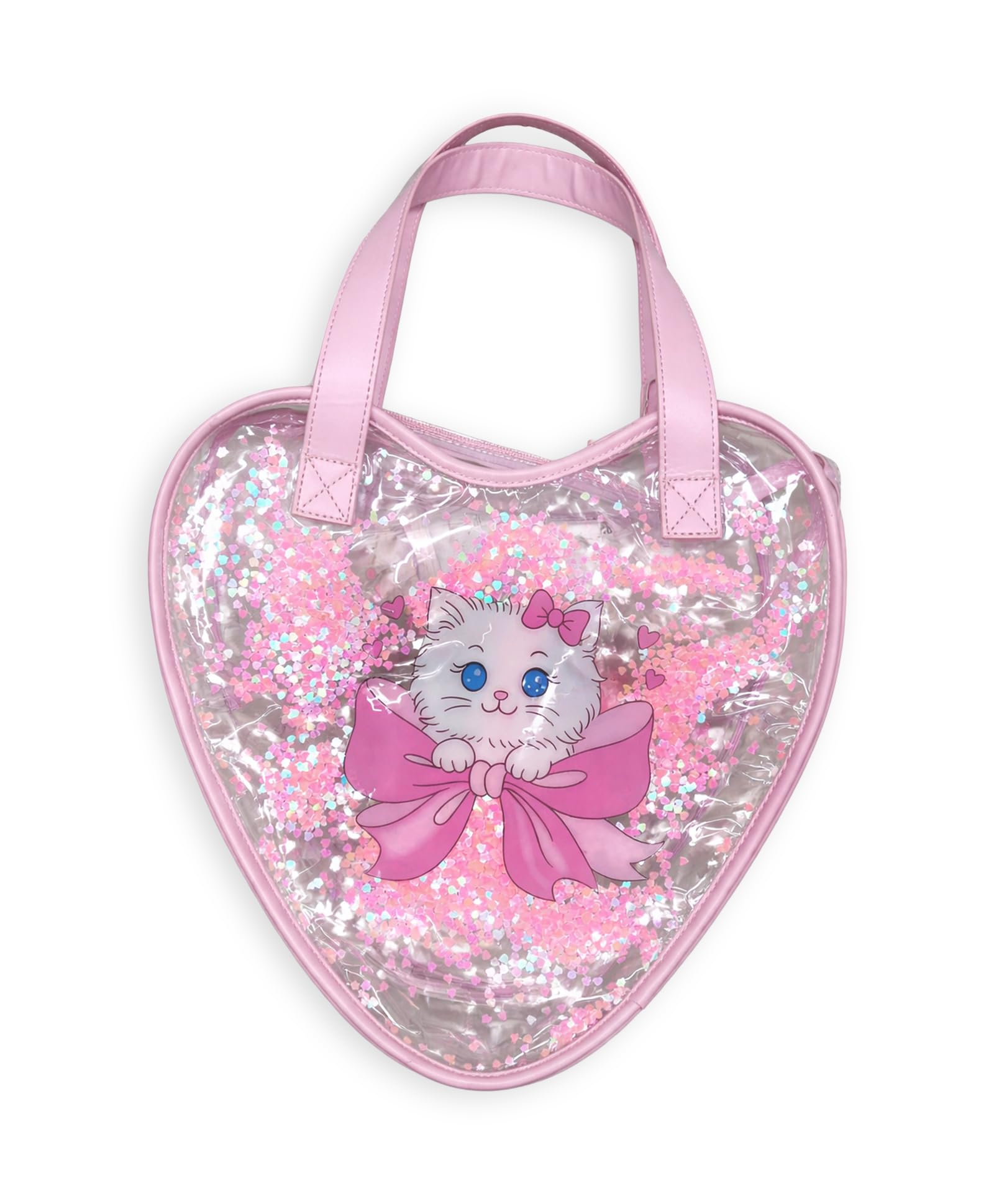 Cat Print Heart Shape Tote Bag for Baby Girls-image-30