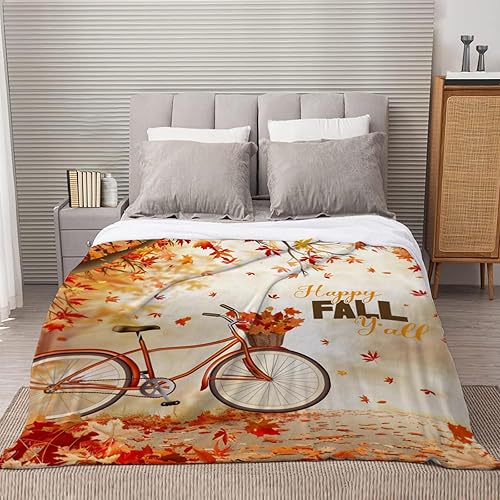 Miniatura 133 de YeeJu Manta decorativa de otoño, color naranja, Acción de Gracias, otoño, lindas calabazas, manta para sofá, cama, sala de estar, suave, acogedora