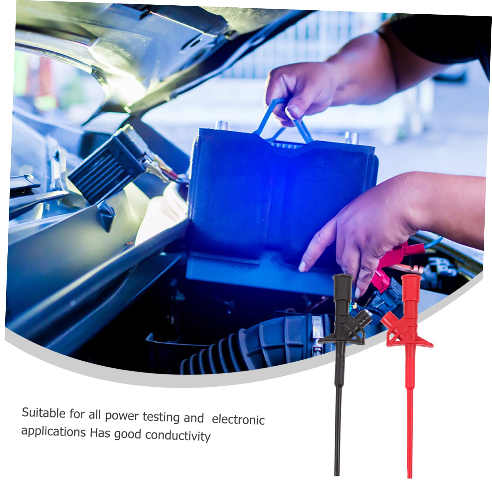 2pcs Insulated Probe Tool Part Red/Professional Inspection Piercing Insulation and Multimeter Fittings with Black Wire Hook Rapid Automotive Multimeters Voltage - Image 4