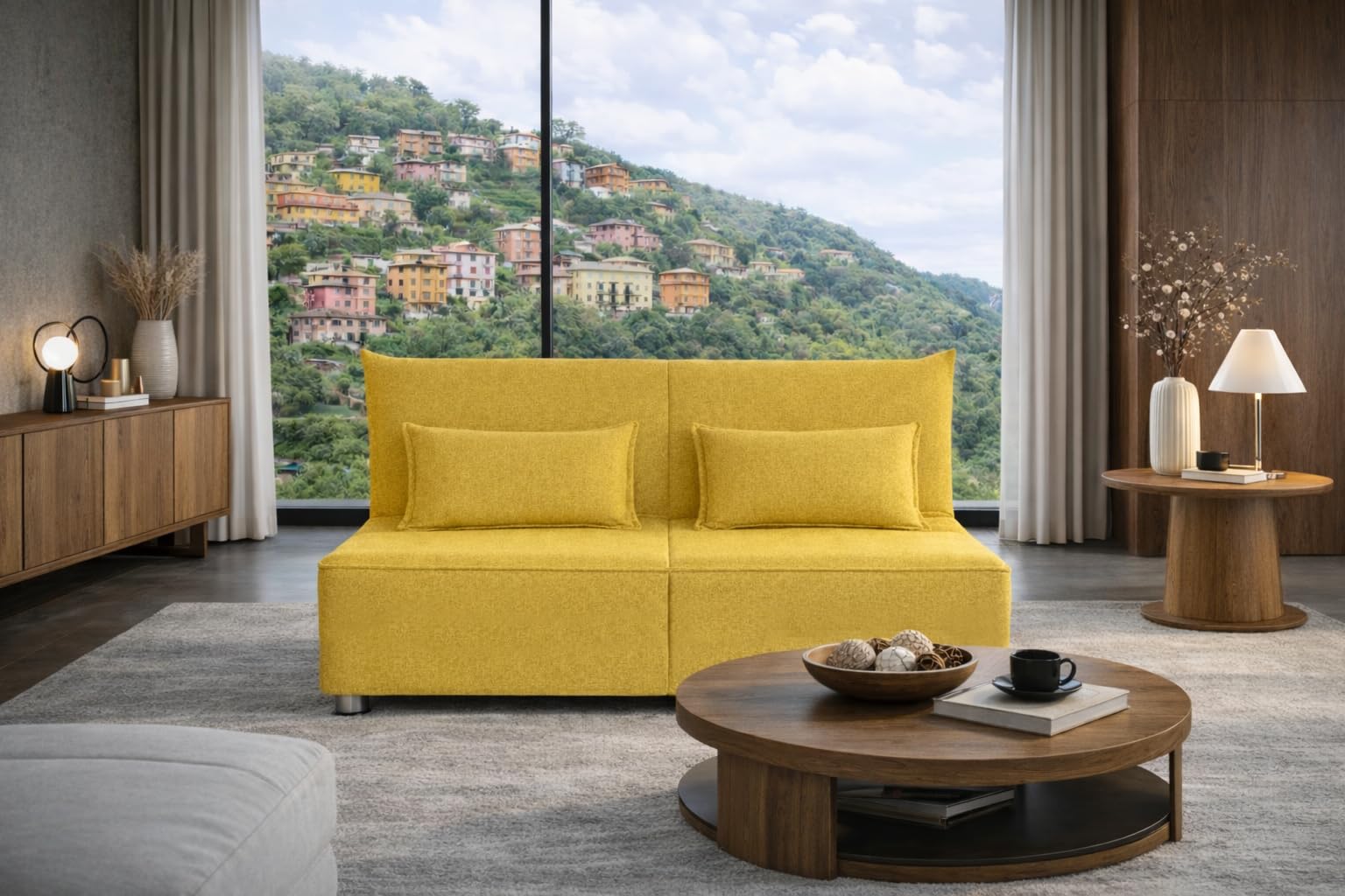 Nuvole di Sonno - Divano Letto Levante 3 Posti con Materasso Matrimoniale 160x190, Prontoletto con Rete Elettrosaldata Richiudibile, Rivestimento Sfoderabile, 2 Cuscini in Omaggio, Made in Italy