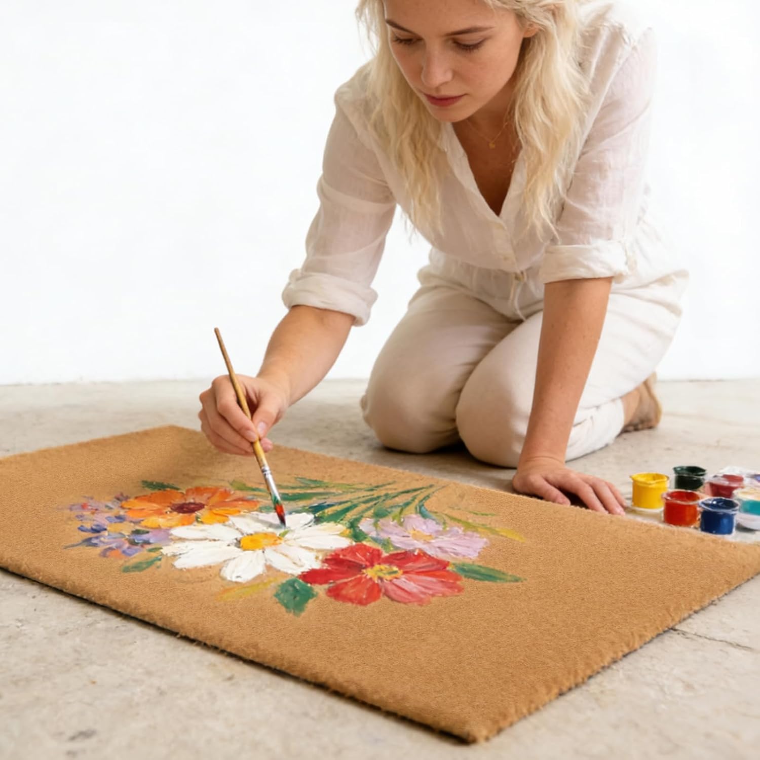 2 Pack Plain Coir Doormat, DIY Coir Front Door Mat Bulk 30x17 Inch Blank Door Mats for Crafting, Door Mat for Painting DIY Gift, Mats for Indoor/Outdoor Use, Non-Slip Rubber Backing