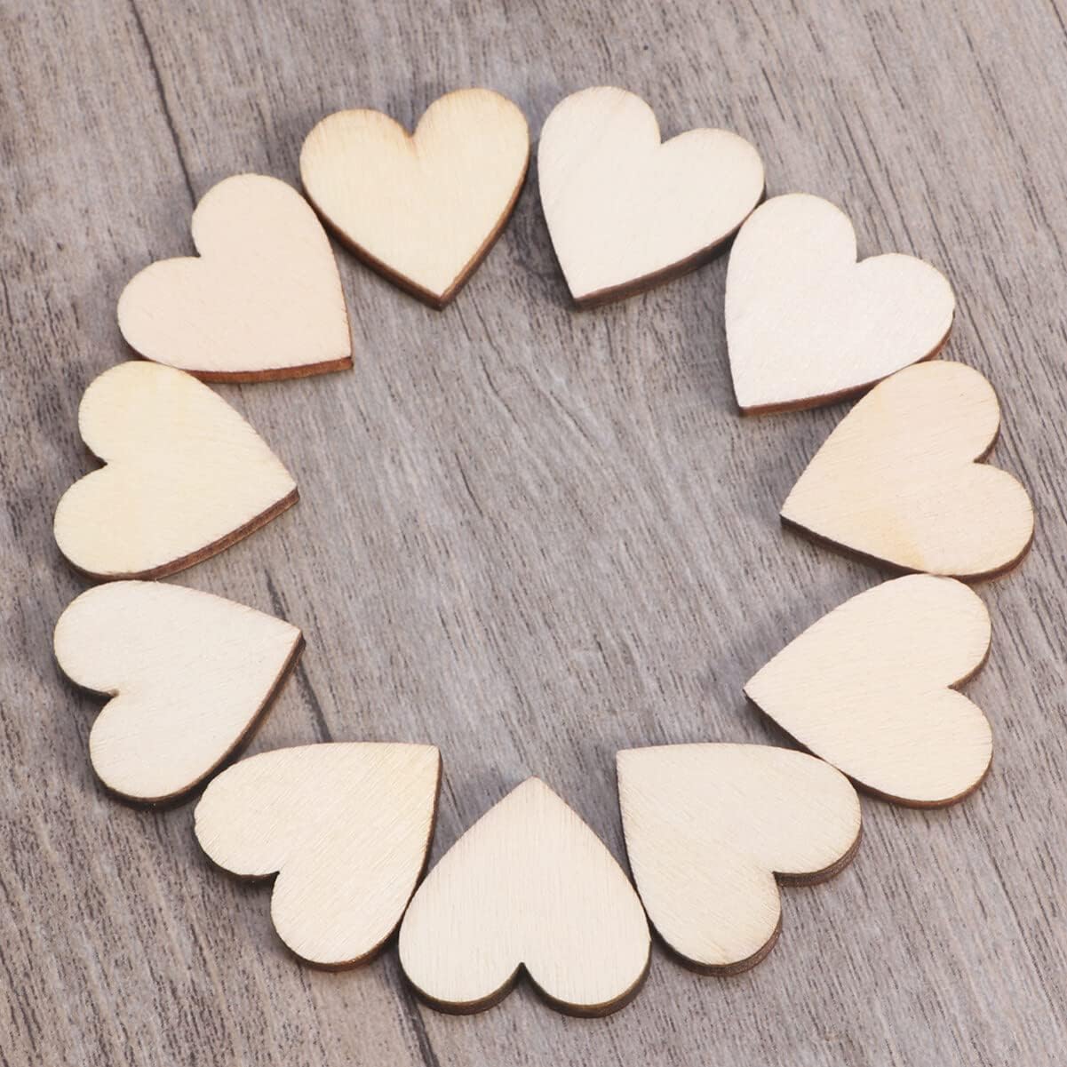 100pcs Unfinished Heart Wood Slices for Diy Crafts, Natural Wood Embellishments for Creative Projects
