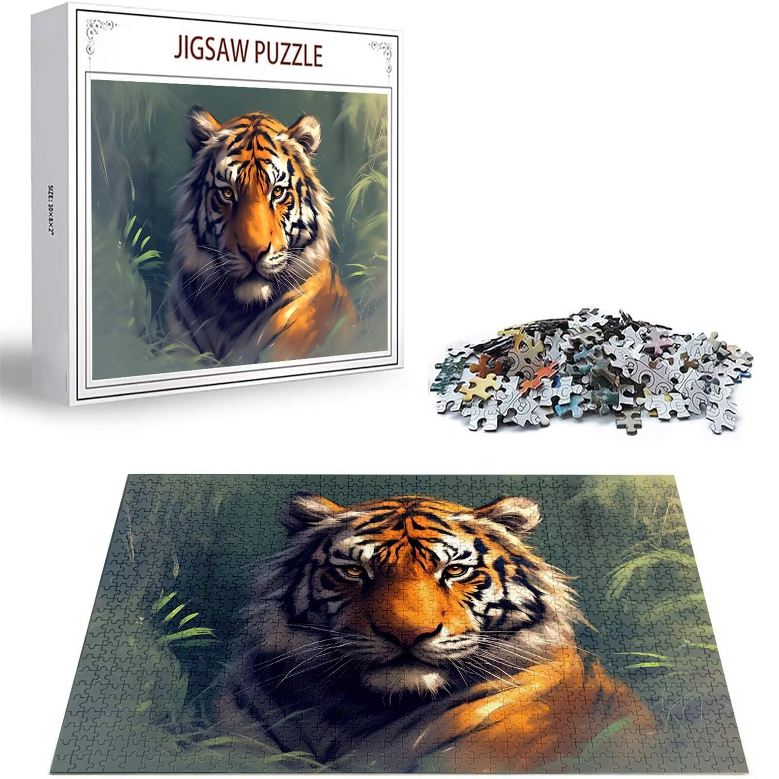 Puzzle 2000 Teile Tier Puzzle Erwachsene, DIY Groß Puzzelmatten, Holzpuzzle für Erwachsene und Kinder ab 12 Jahren Wooden Jigsaw Tiger Geschicklichkeitsspiel für Die Ganze Familie, Geschenke D-102